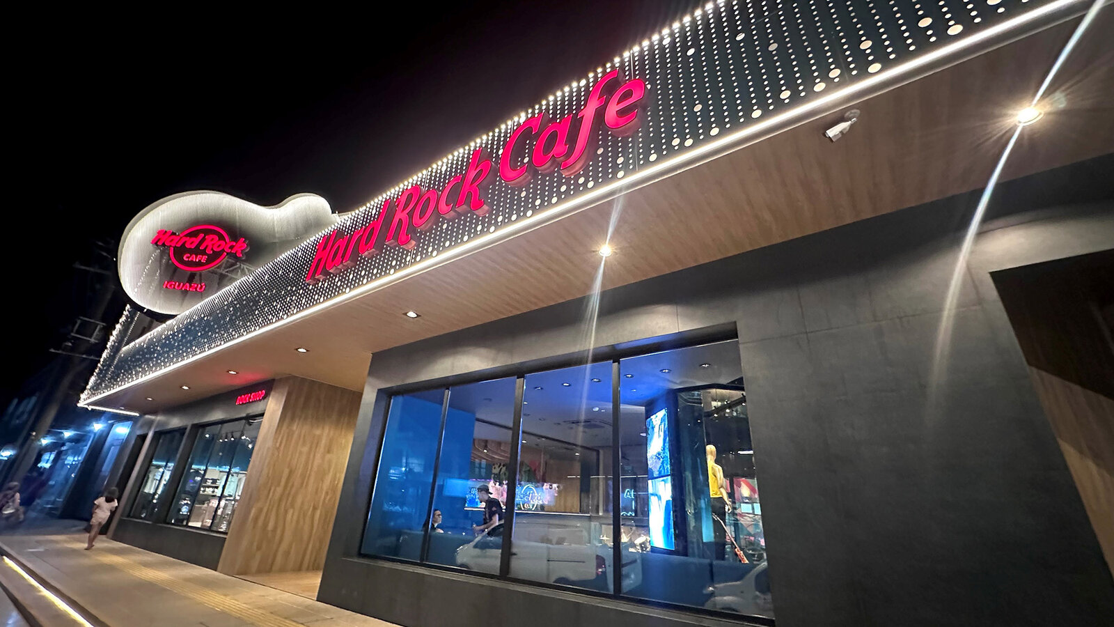 Iguazu Cafe front façade at night