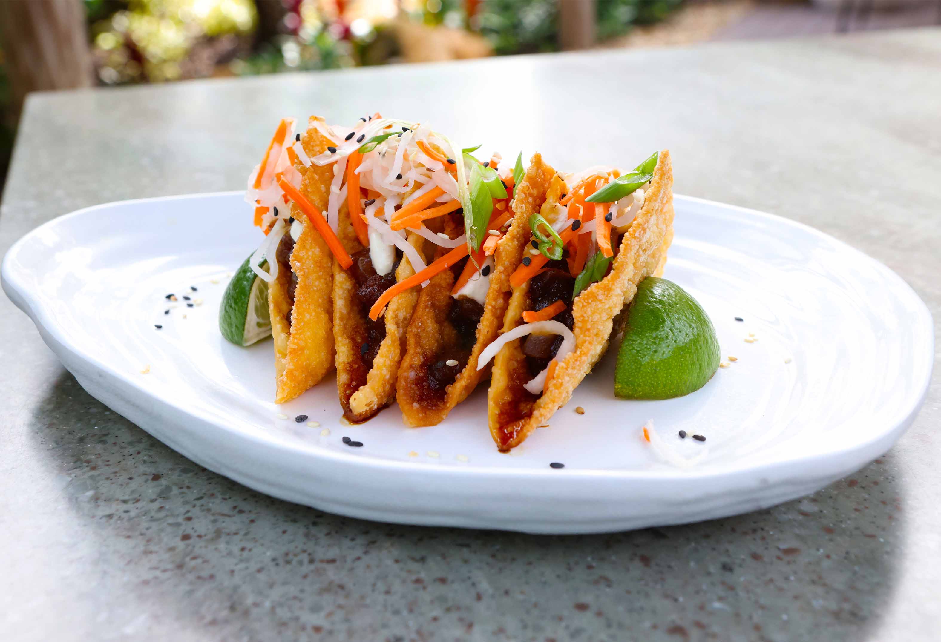 Ahi Poke Tacos at Sunset Grill