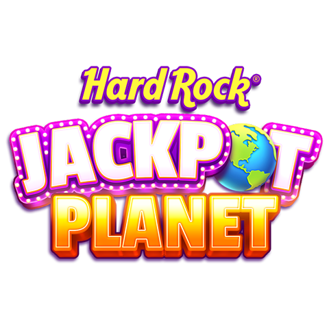 Hard Rock Jackpot Planet logo with globe and illuminated letters