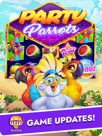 Party Parrots Greentube slot game in Hard Rock Jackpot Casino
