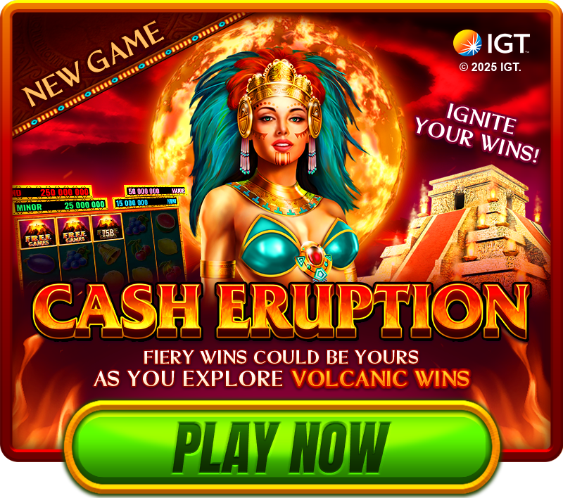Cash Eruption social casino slot promotional email artwork
