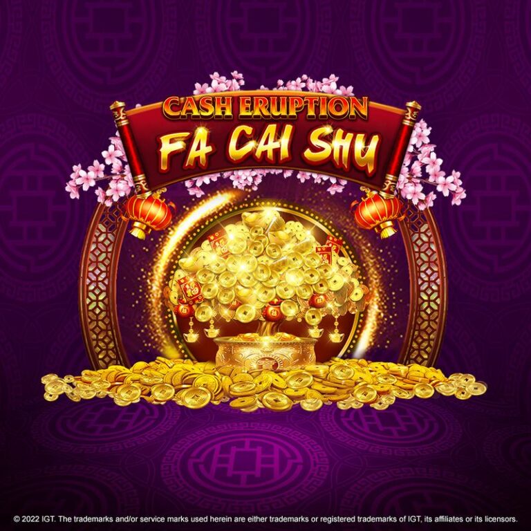 Cash Eruption Fa Cai Shu gold money tree on purple title artwork