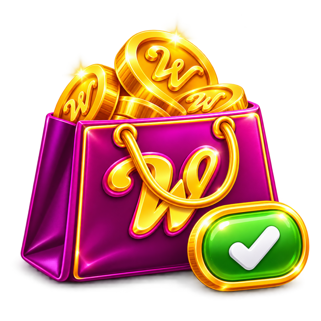 WDollars shop package illustration with a check mark