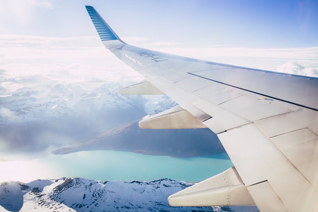 view of mountains out of airplane
