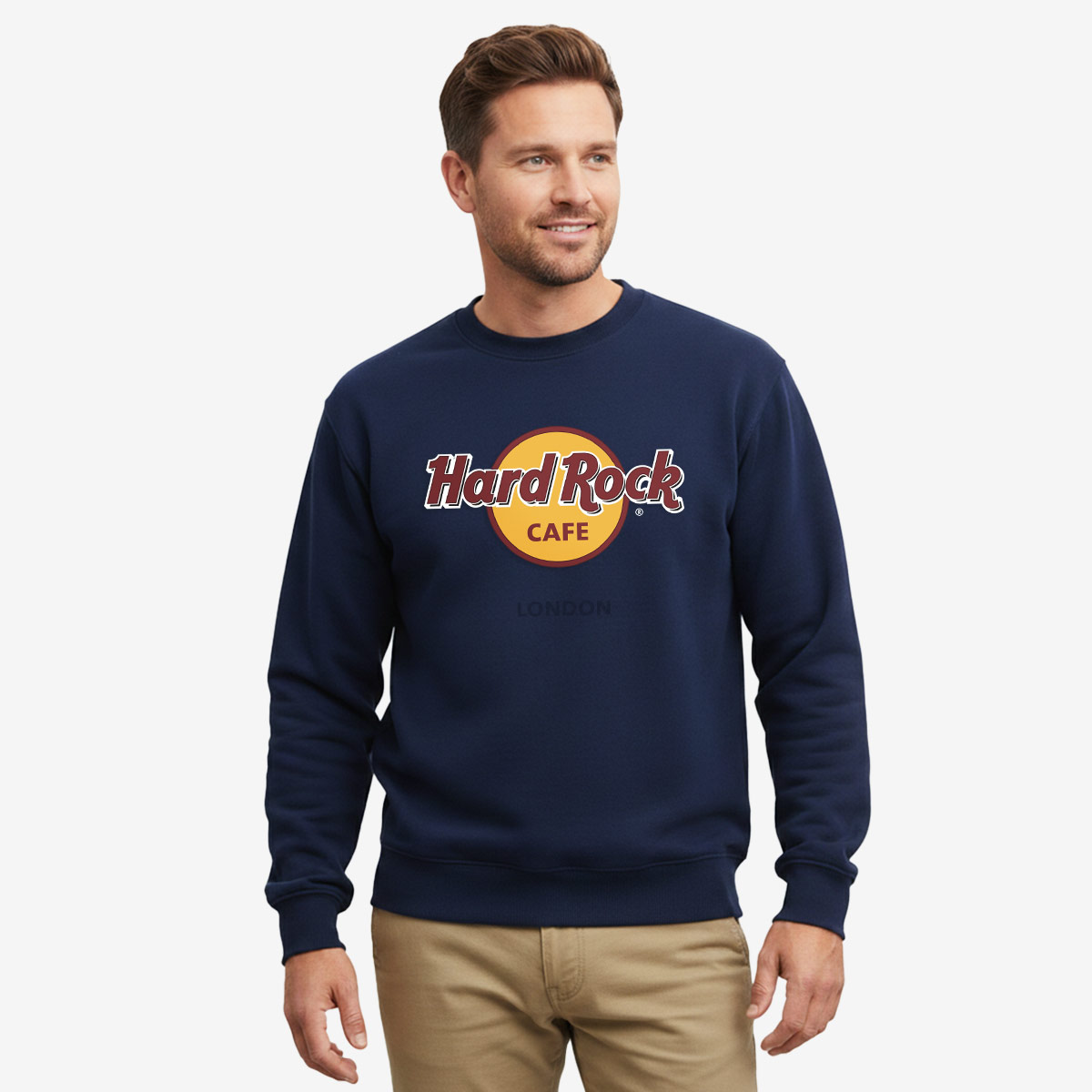 Adult Fit Classic Logo Crewneck Fleece Pullover in Navy image number 1