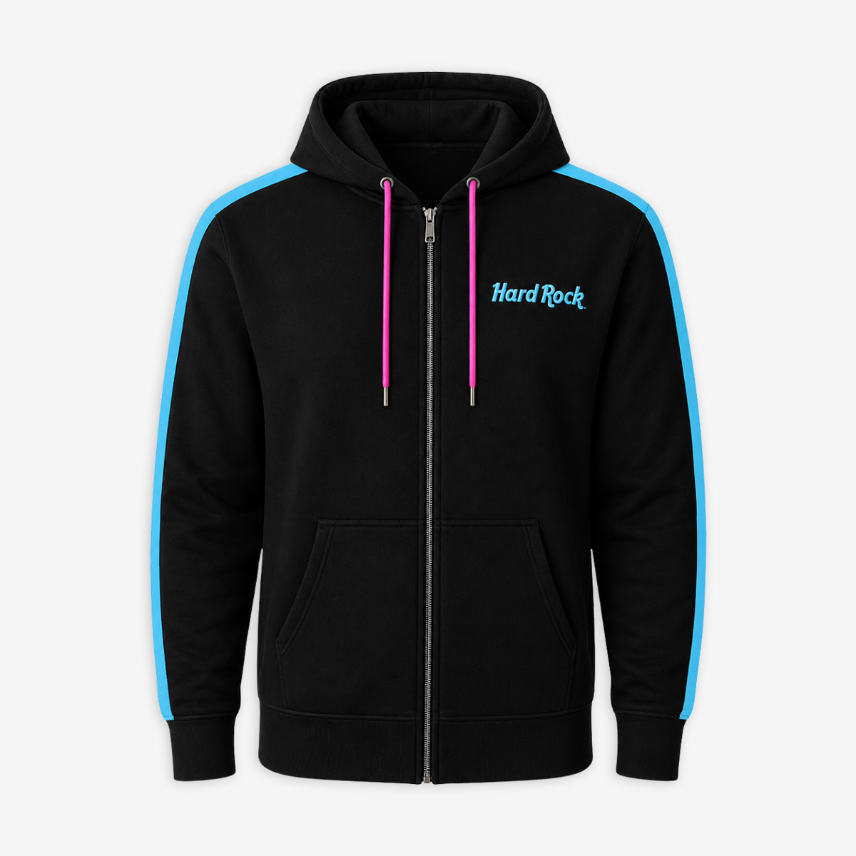 Miami Full Zip Fleece in Black and Turquoise image number 2